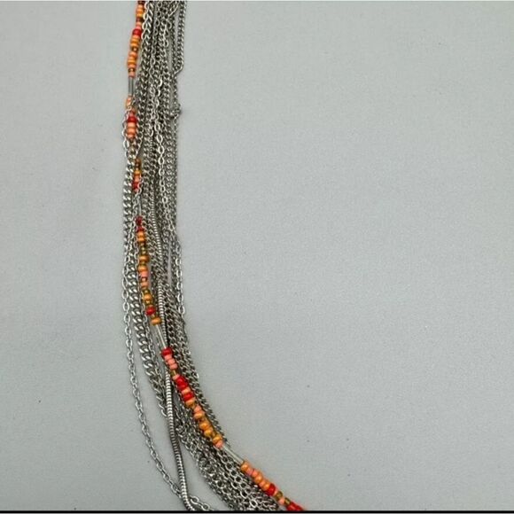Vera Wang NecklacE Coral Pink Beads Silver Tone Layered Strands NWOT 28"-30" - Picture 3 of 10